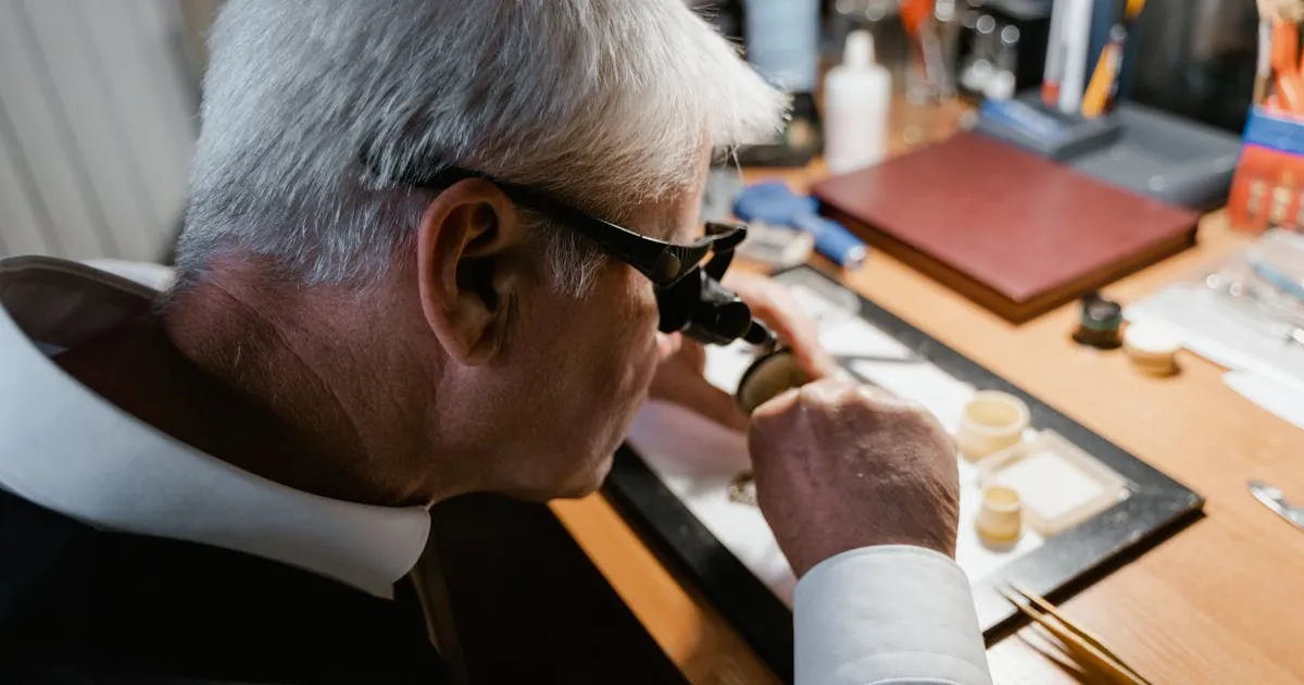 宝石を鑑定するジュエリープロフェッショナル